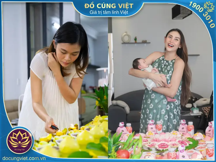 Hình ảnh người nổi tiếng cúng đầy tháng cho con