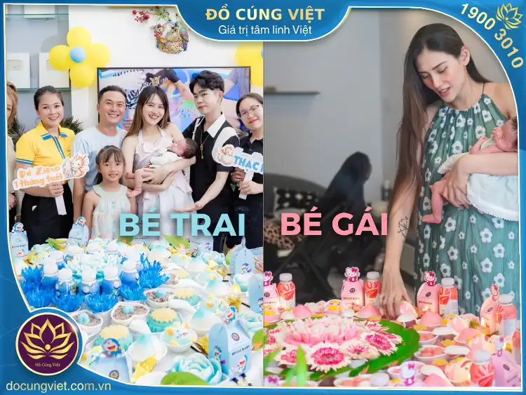 Hình ảnh xôi chè cúng đầy tháng cho bé trai và bé gái
