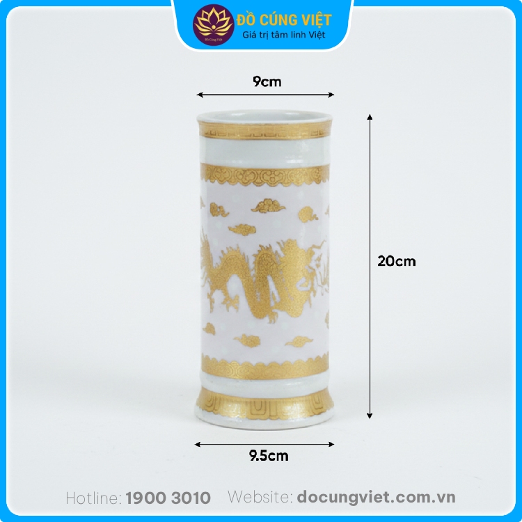 Hình ảnh Bộ đồ thờ gốm sứ cao cấp họa tiết rồng vàng (1)