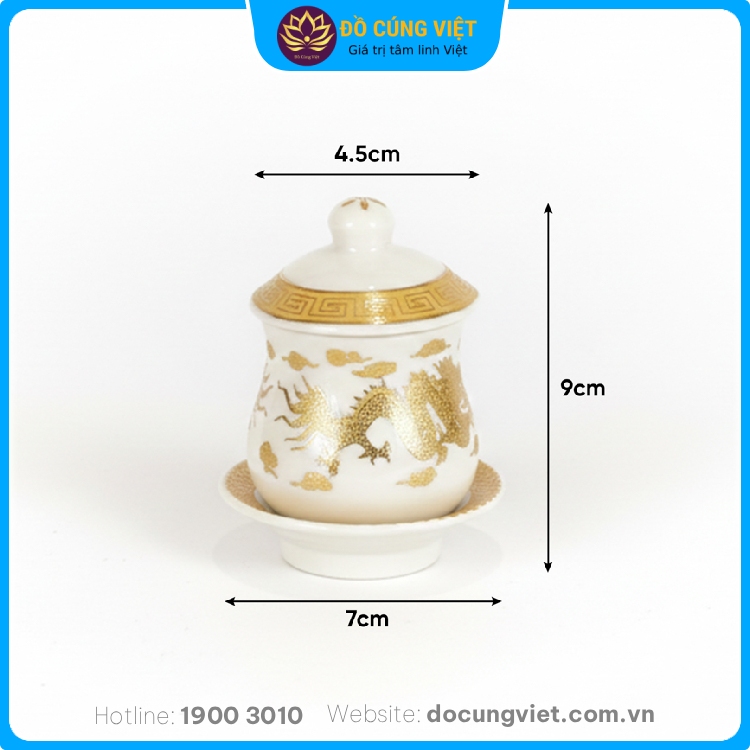 Hình ảnh Đại bi thờ gốm sứ cao cấp họa tiết rồng vàng