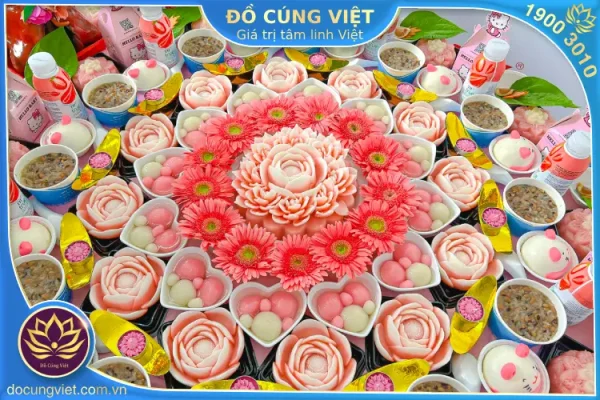 Hình ảnh mâm cúng thôi nôi bé trai và bé gái