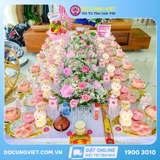 Mâm cúng thôi nôi bé gái