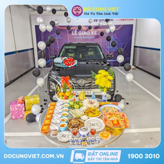 Mâm cúng xe mới