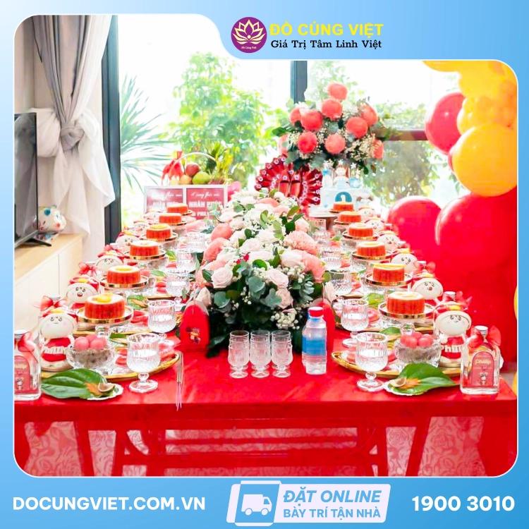 mâm cúng đầy tháng bé gái