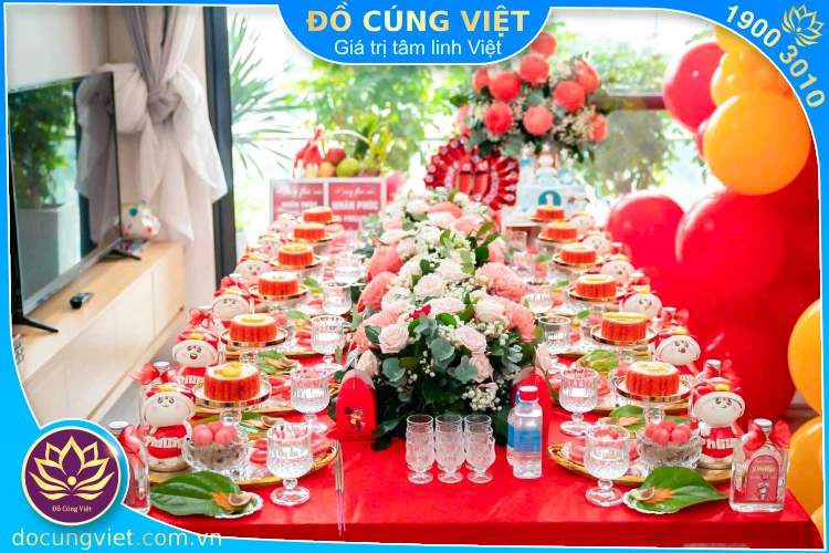 mâm cúng đầy tháng bé trai