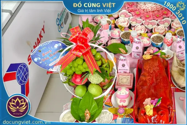 Hình ảnh mâm ngũ quả đầy tháng thôi nôi